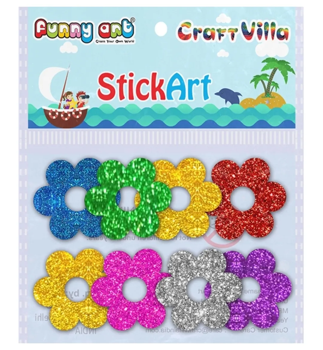 Craft Villa Sparkle Glitter Self Adhesive Multicolor Eva Foam Sticker, (Flower Shape) , Stickers for Craft , DIY, Scrapbooking and Decoration etc